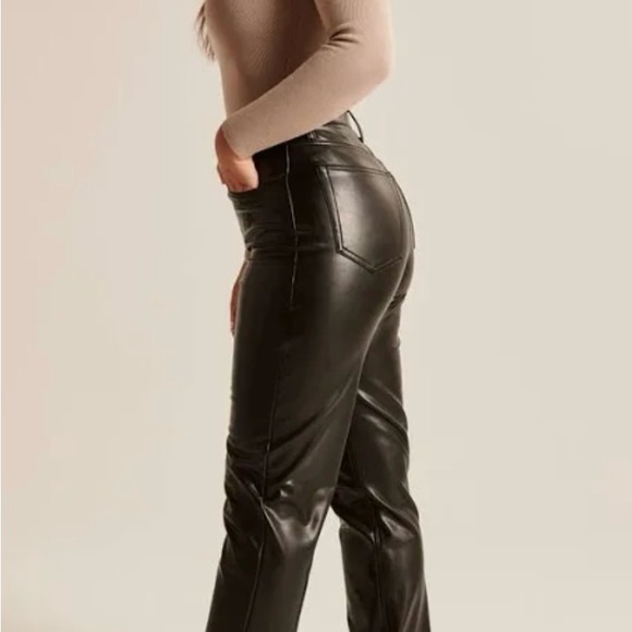Abercrombie & Fitch 90s Curve Love Vegan Leather Pants Sz 27/4 - Picture 8 of 14